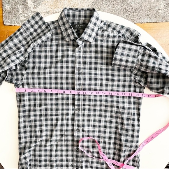Rag & Bone Men’s Slim Fit Lightweight Cotton Check Button Shirt 15” Neck - Picture 5 of 9